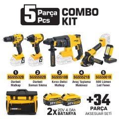 SGS5451 COMBO SET 5 PARÇA MATKAP HİLTİ AVUÇ TAŞLAMA SOMUN SIKMA FENER