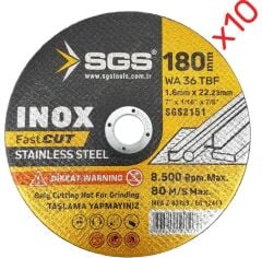 SGS2151 inox Metal Kesici Taş 180×1.6 10 Adet