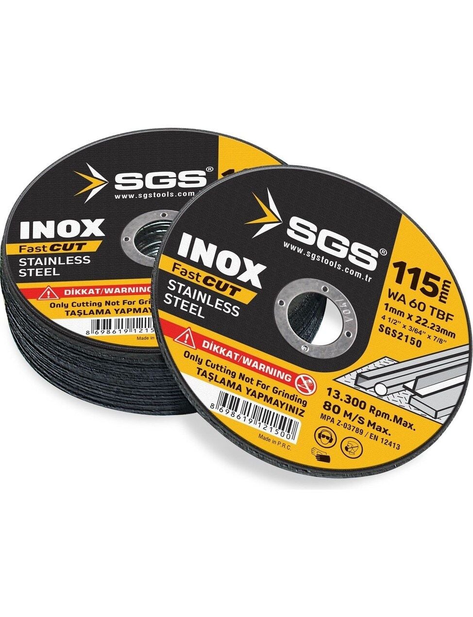 SGS2150  İnox Kesici 115MM x 1.0mm x 22MM (10 Adet)