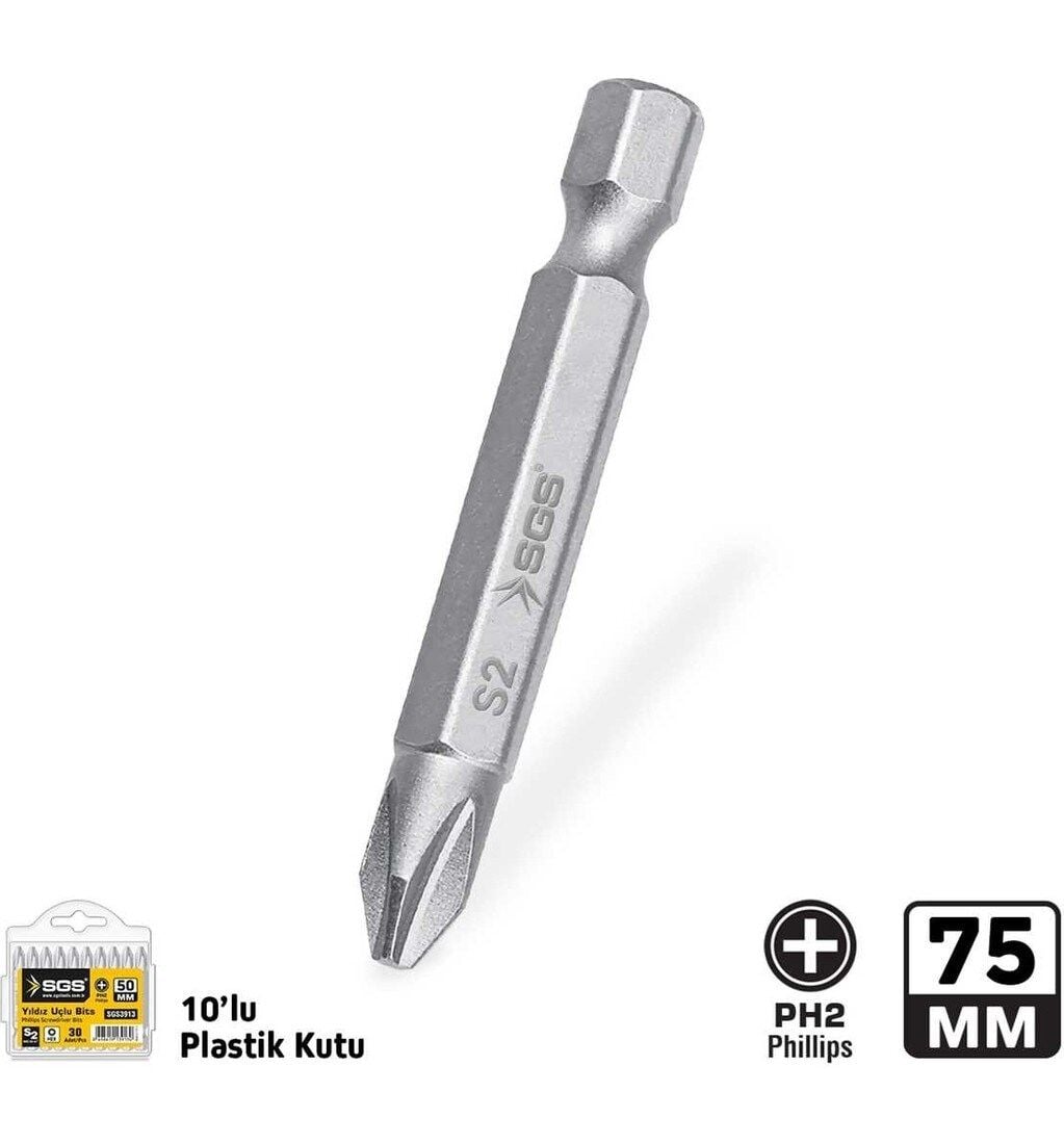 SGS3914 Yıldız Uçlu Bits S2 PH2*75MM Sand-Pro Series - 10 Adet