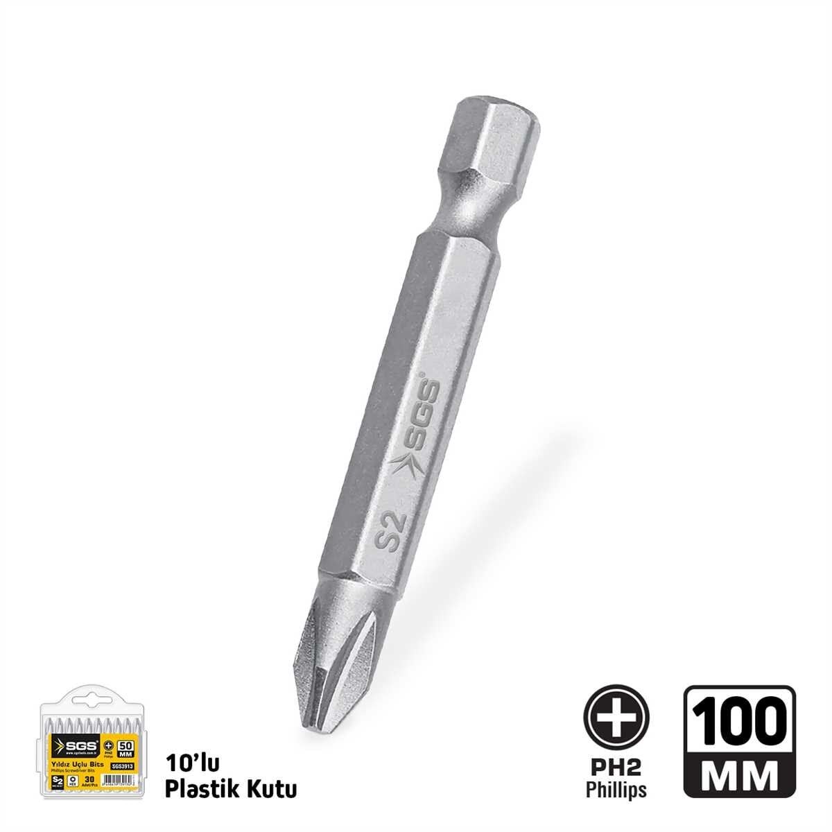 Sgs3915 Yıldız Uçlu Bits S2 Ph2*100mm Sand-pro Series - 10 Adet