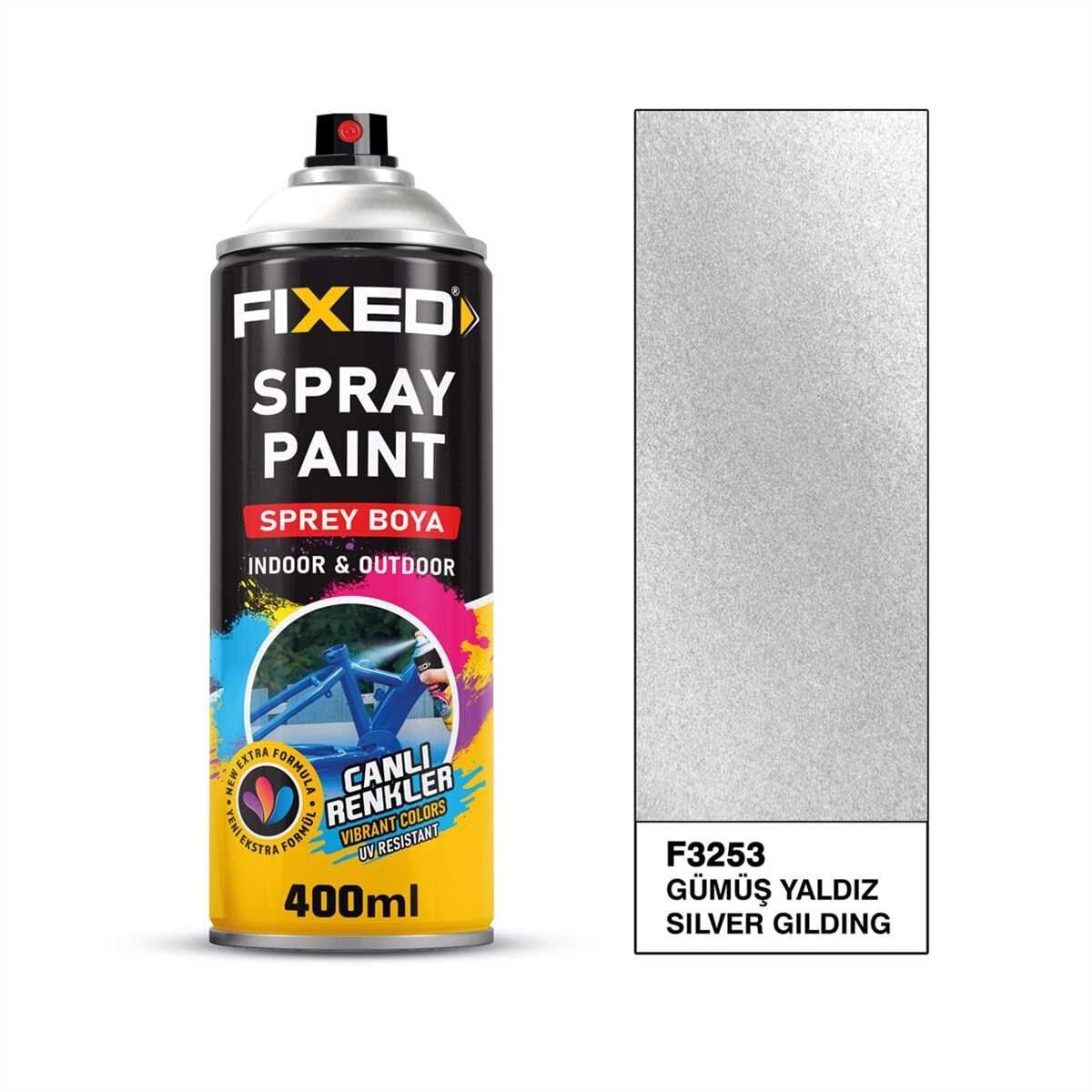 SGS FİXED F3253 Sprey Boya Akrilik - Gümüş Yaldız Efekt 320 Gr 400 Ml