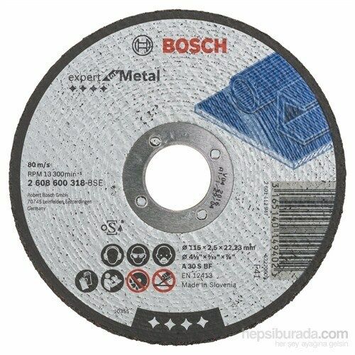 Bosch  - Expert Serisi Metal İçin Düz Kesme Diski (Taş) - A 30 S Bf, 115 Mm, 2,5 Mm