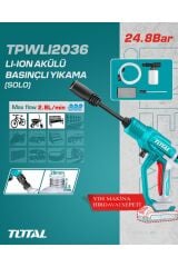 LI-ION AKÜLÜ BASINÇLI YIKAMA SOLO AKÜSÜZ TPWLI2036