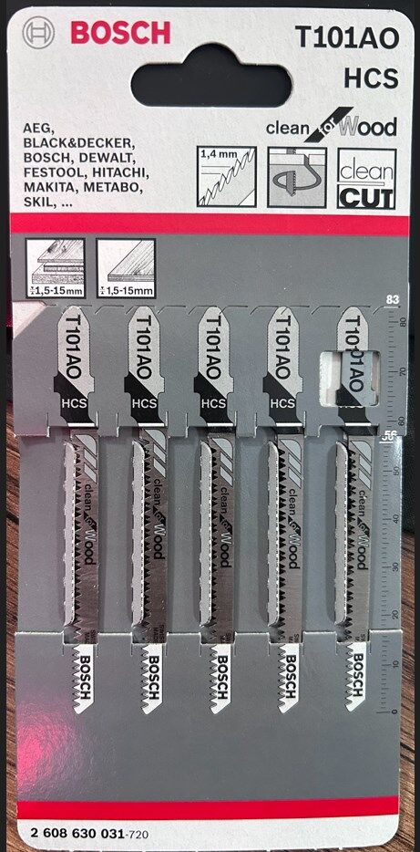 Bosch T 101 AO Clean For Wood Dekupaj Testeresi Bıçağı 5'Li - 2608630031