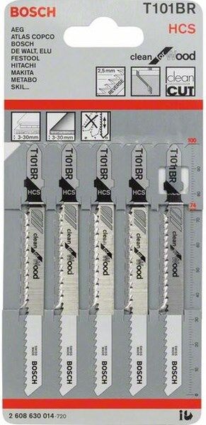 Bosch T 101 BR Clean For Wood 5'li Dekupaj Testeresi Bıçağı - 2608630014