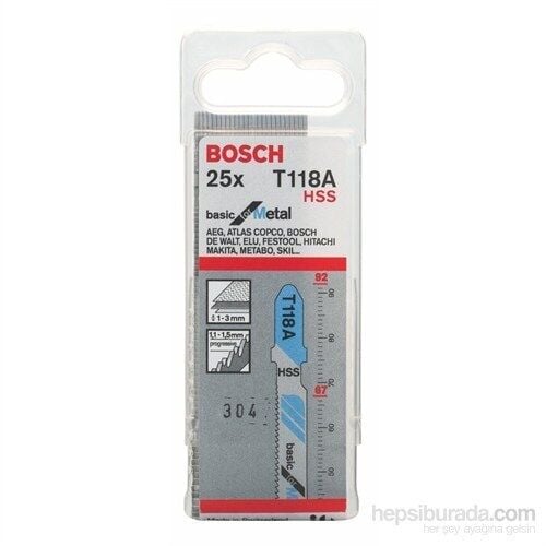 Bosch Ekonomik Seri Metal İçin T 118 A Dekupaj Testeresi Bıçağı - 25 Adet