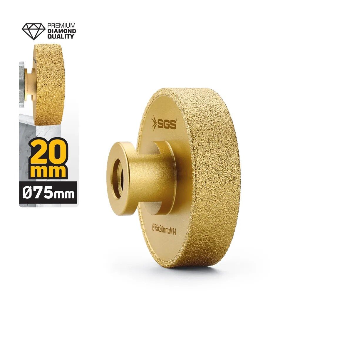 SGS2797 M14-75x20 Mm Vakum Elmas Mermer Granit Tarama Diski