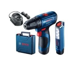 Bosch Professional GSR 120-LI 2 Ah Çift Akülü Vidalama ve GLI 12V-300 Lamba - 06019G8004