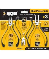 SGS2073 3 Parça Mini Pense Seti - Pense, Kargaburun, Yankeski 115 MM