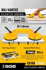 SGS945 90 Kg Çiftli Vantuz Cam Granit Seramik Laminat Ahşap Ayna Taşıma Vantuzu