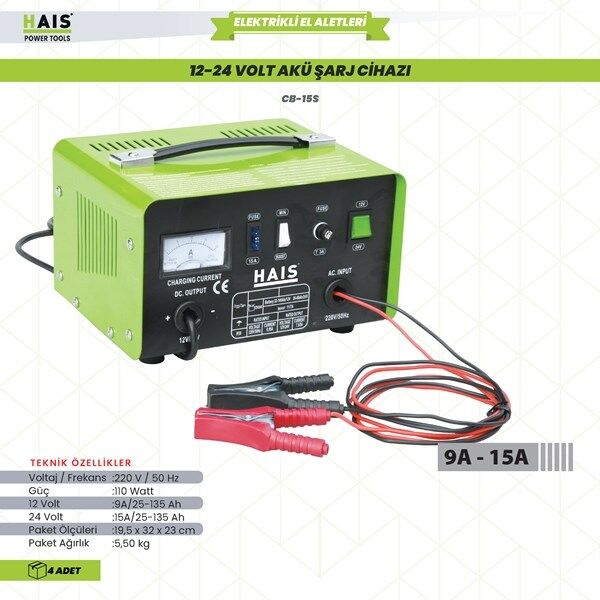 Hais CB-15S Akü Şarj Cihazı 12-24V