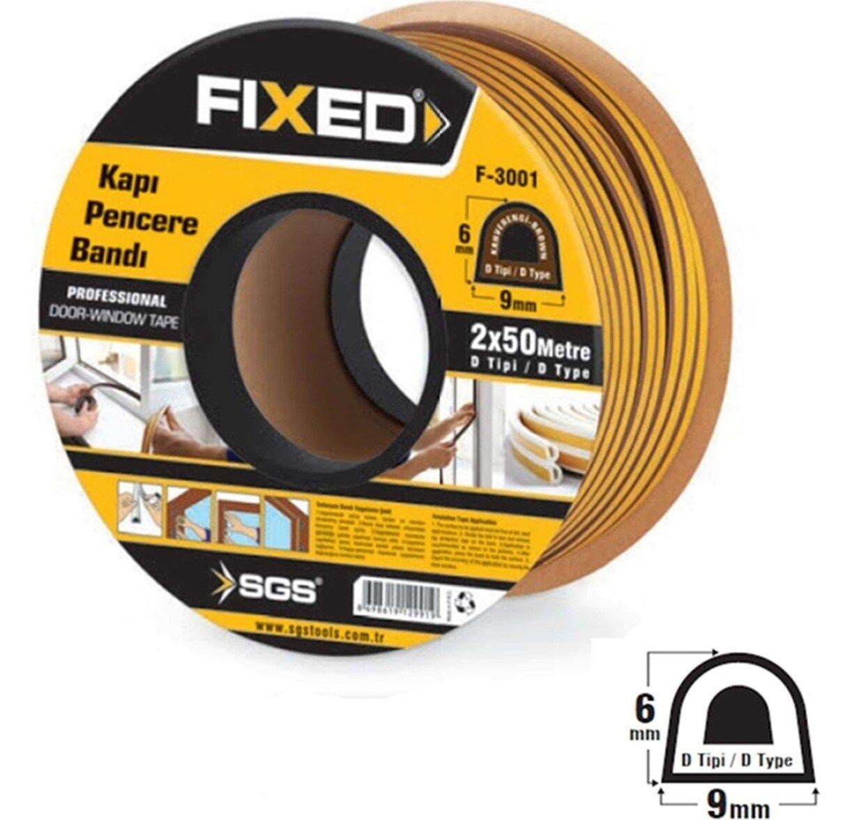 Fıxed Kapı - Pencere Fitili Kahverengi 2X50MT