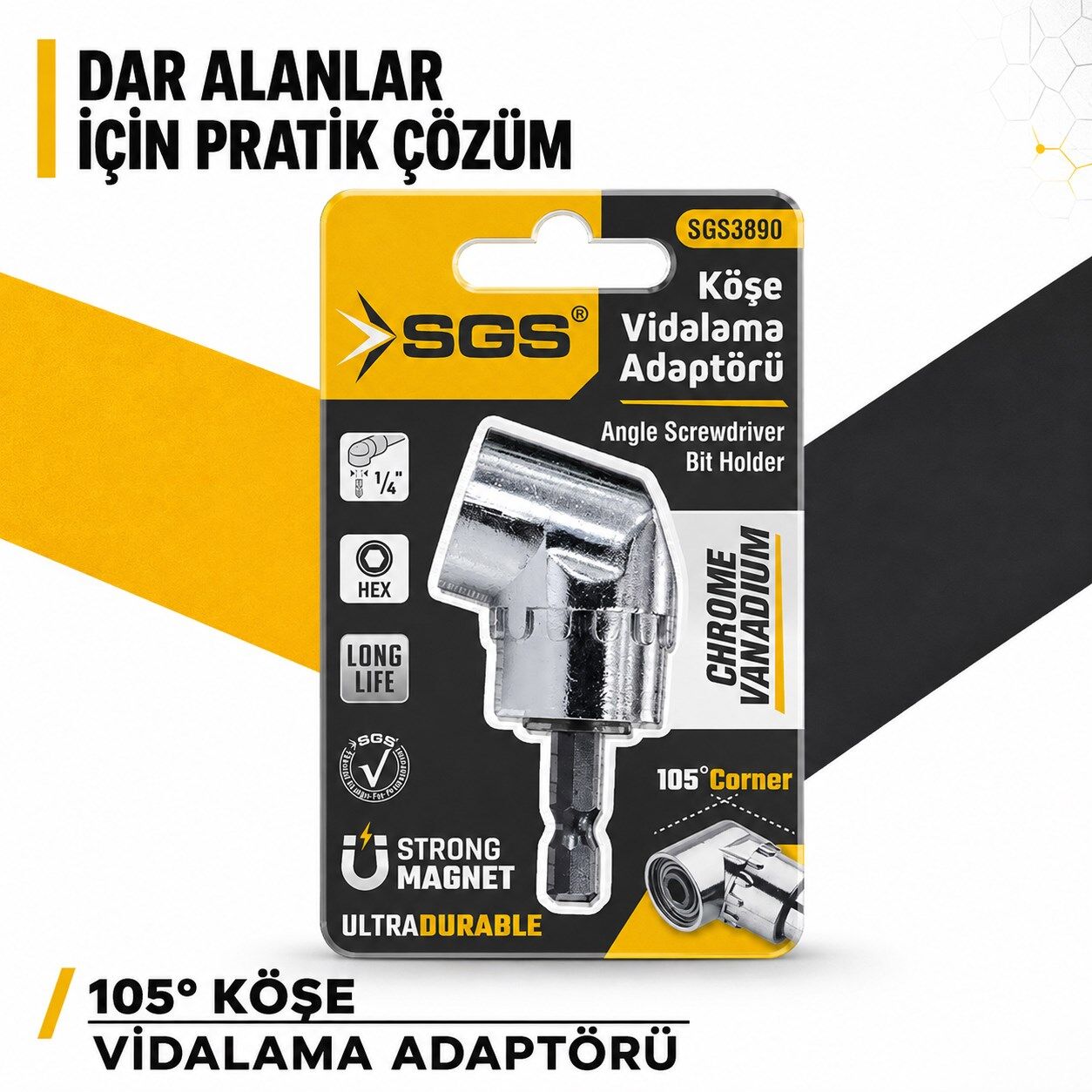 Sgs3890 Köşe Vidalama Adaptörü Kısa