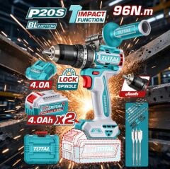 Total Tıdlı209686e Lı-ıon Akülü Kömürsüz Darbeli Matkap 96nm Yüksek Tork Gücü Çelik Mandren