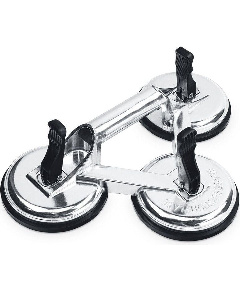 SGS956 - 155 kg Üçlü Vantuz Alüminyum Cam Seramik Fayans Ahşap Tutma Taşıma Vantuzu 12CM 12CM 12