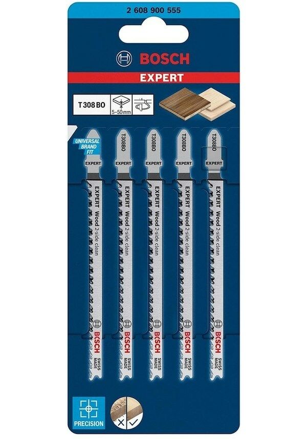 Bosch Expert Wood 2-Side Clean T 308 Bo Dekupaj Testere Bıçağı 5 Parça - 2608900555