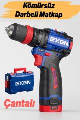 Exen EN 162 DS Kömürsüz Darbeli Akülü Matkap 16V 2Ah Li-ion Hızlı Şarj Led Işıklı Taşıma Çantalı