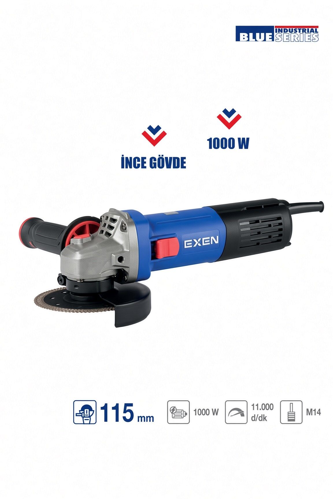 EXEN EPA 1015 - 115mm 1000W Elektrikli Avuç Taşlama Profesyonel Spiral