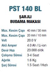 Proter PST 140 BL Şarjlı Budama Makası