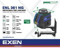 EXEN ENL 361 NG - 1x360° 3.7V 2.6Ah Noktalı Şarjlı Yeşil Lazer Şakül Set