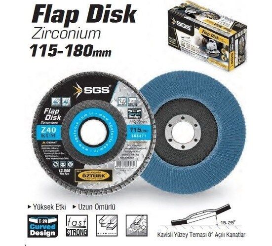 SGS483  180MM  80 Kum Flap Disk Zımpara Zirkonyum Sgs483 (10 Adet)