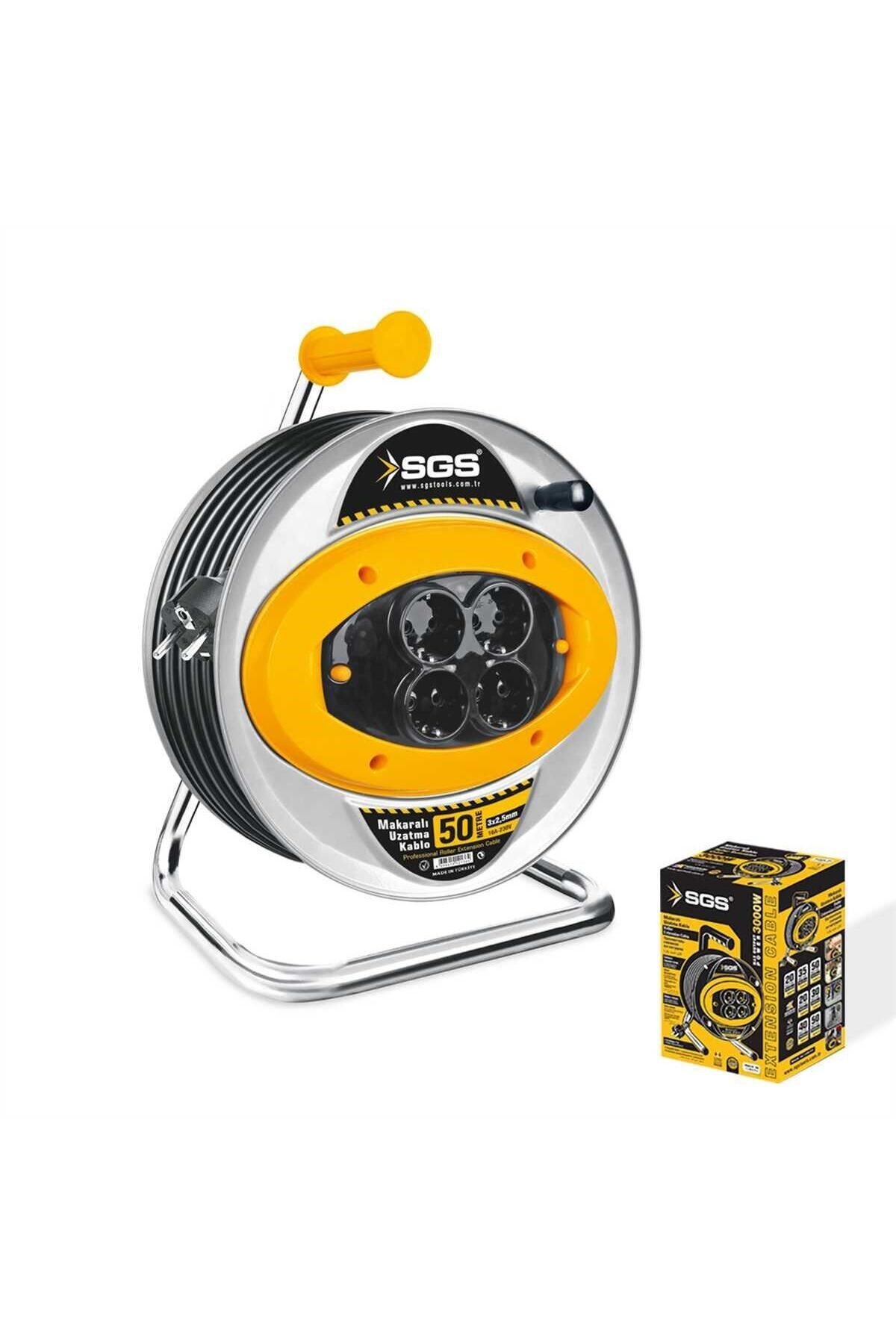 SGS2113 50 Metre Metal Makaralı Uzatma Kablosu 3X2,5 Kablo