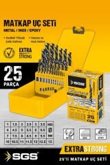 SGS1420 25 PARÇA HSS MATKAP UCU SETİ METAL STANDLI KUTULU