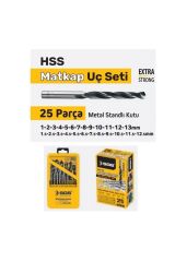SGS1420 25 PARÇA HSS MATKAP UCU SETİ METAL STANDLI KUTULU