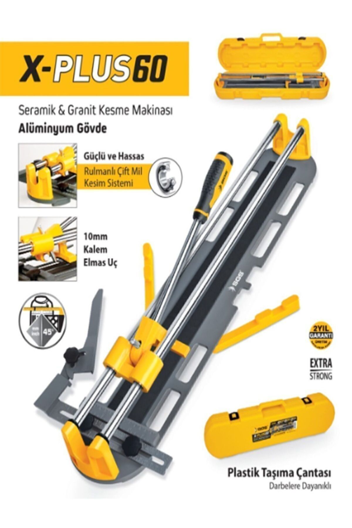 SGS Extra Güçlü Seramik-Granit Kesme Makinası Taşıma Çantalı Alüminyum Gövde 60CM