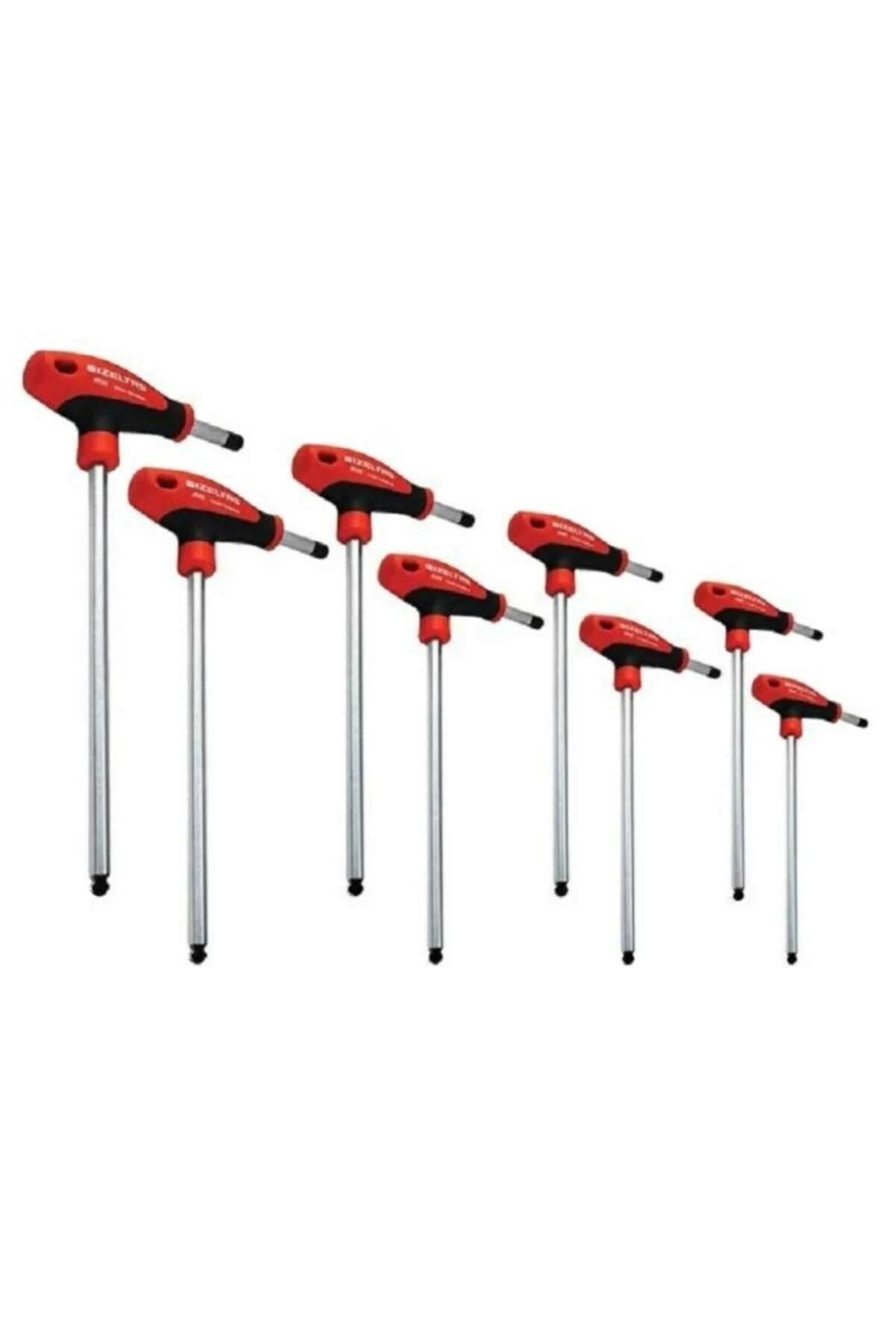 İzeltaş 8 Parça T Tipi Yuvarlak Başlı Uzun Allen Anahtar Takımı Alyan Set 4921 00 8108