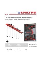 İzeltaş 8 Parça T Tipi Yuvarlak Başlı Uzun Allen Anahtar Takımı Alyan Set 4921 00 8108