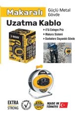 SGS METAL MAKARALI UZATMA KABLOSU 2,5MM² – 30 METRE | Sanayi Tipi Dayanıklı Priz ve Kablo