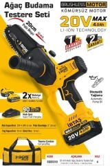 SGS5310 20cm 20 V 4 Ah Profesyonel Kömürsüz Budama Testeresi Ağaç Kesme Makinası Motoru