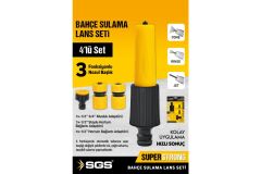 SGS4258 4’lü Bahçe Sulama Seti Otomatik Ayarlı Lans ve Hortum Bağlantı Aparatları