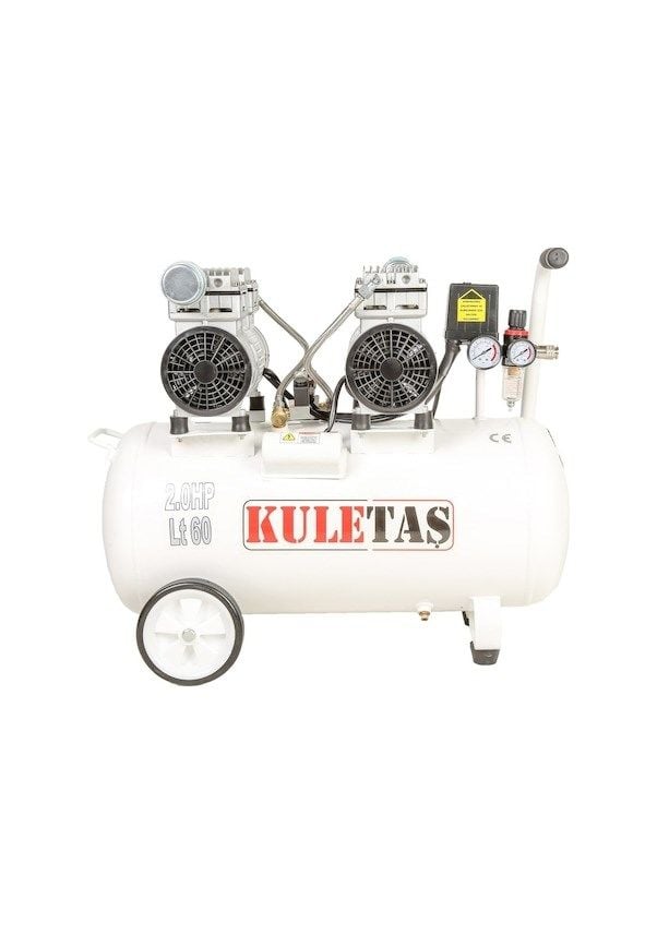 Kuletaş 60 lt 2 Hp 8 Bar Sessiz Yağsız Çift Motor Kompresör