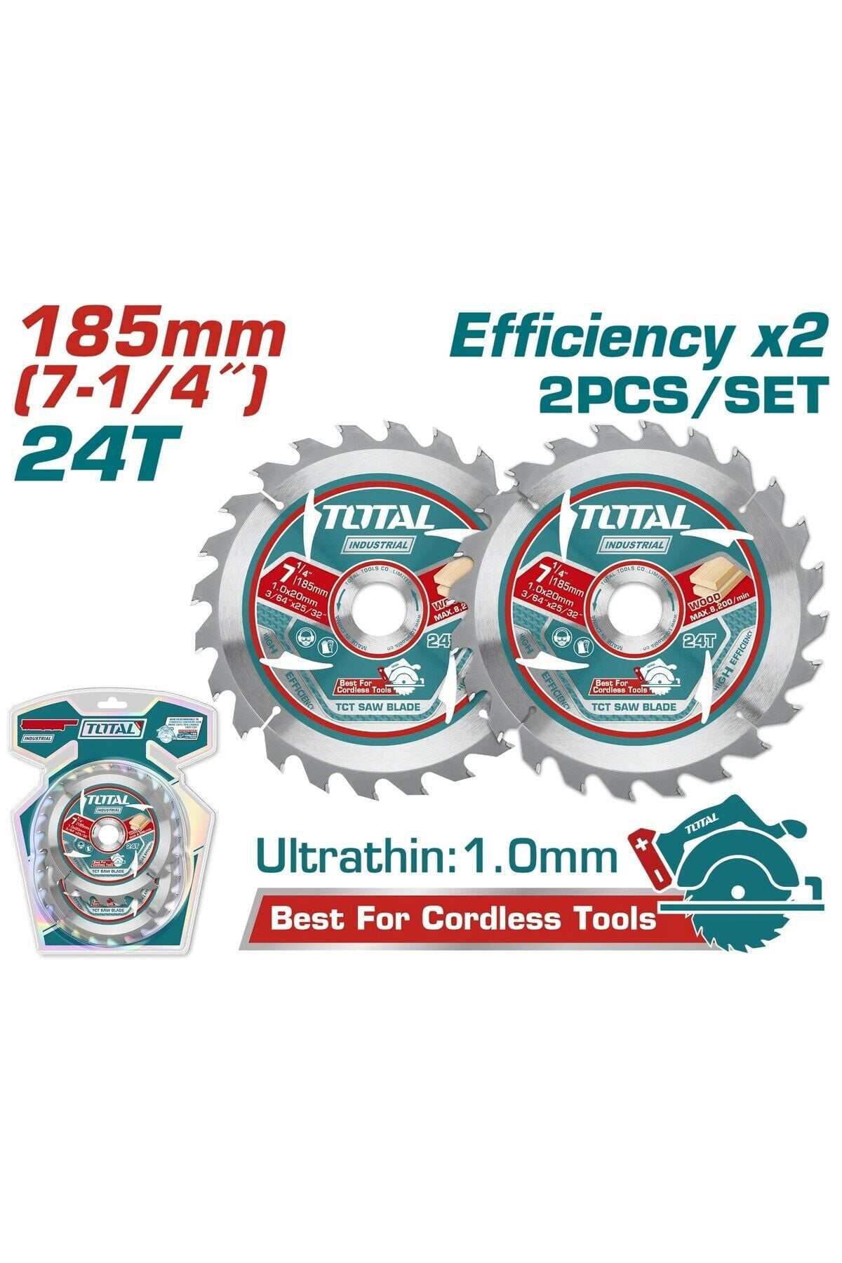TOTAL DAİRE TESTERE YEDEK BIÇAK 185 MM 2 Lİ TAC2331853